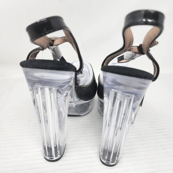 New Ellie Black & Clear Platform Heels Sandals Party Clubcore Shoes Size 5 - Picture 5 of 10